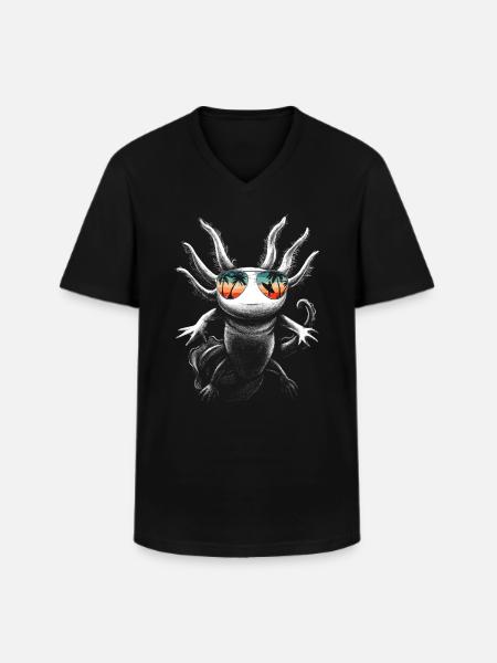 Poisson Axolotl - T-shirt col V Homme - noir