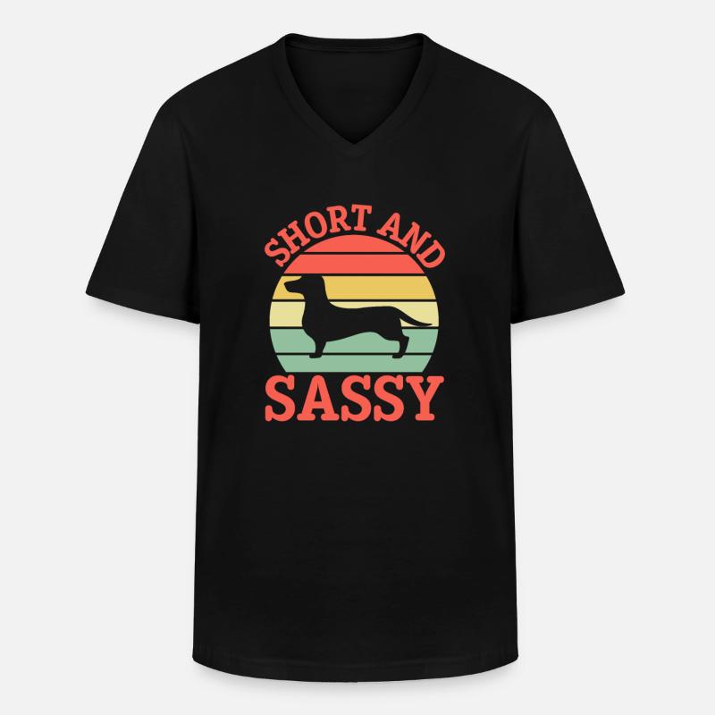Dackel - Männer-T-Shirt mit V-Ausschnitt - Schwarz