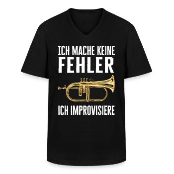 Flügelhorn Flügelhornist Horn Instrument - Männer-T-Shirt mit V-Ausschnitt - Schwarz - Vorne - AI Model Male 178 dark (178cm)