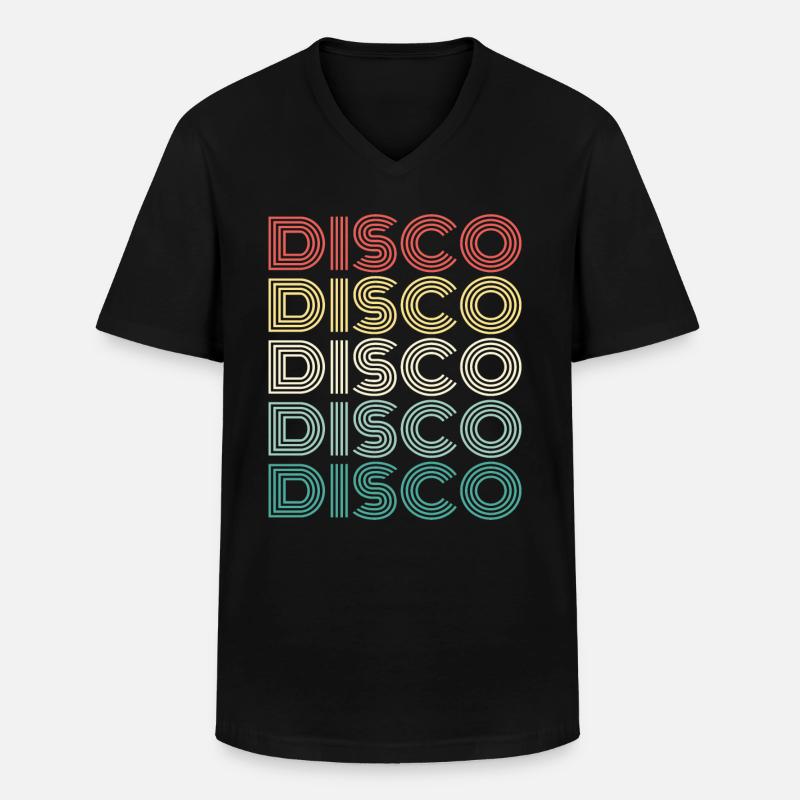 Disco - Retro repeating - Men's V-Neck T-Shirt - black