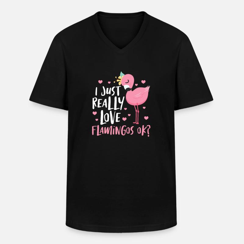 Flamingo - Männer-T-Shirt mit V-Ausschnitt - Schwarz