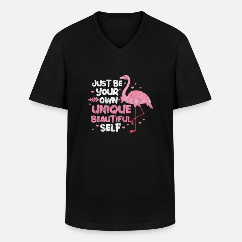 Flamingo - Männer-T-Shirt mit V-Ausschnitt - Schwarz