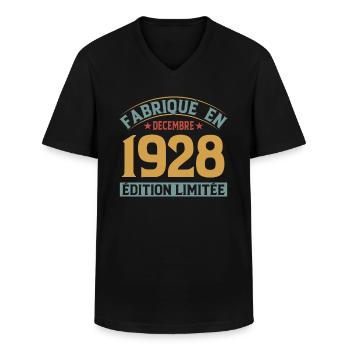 Fabriqué En Décembre 1928 Édition Limitée - T-shirt col V Homme - noir - Devant - AI Model Male 178 dark (178cm)