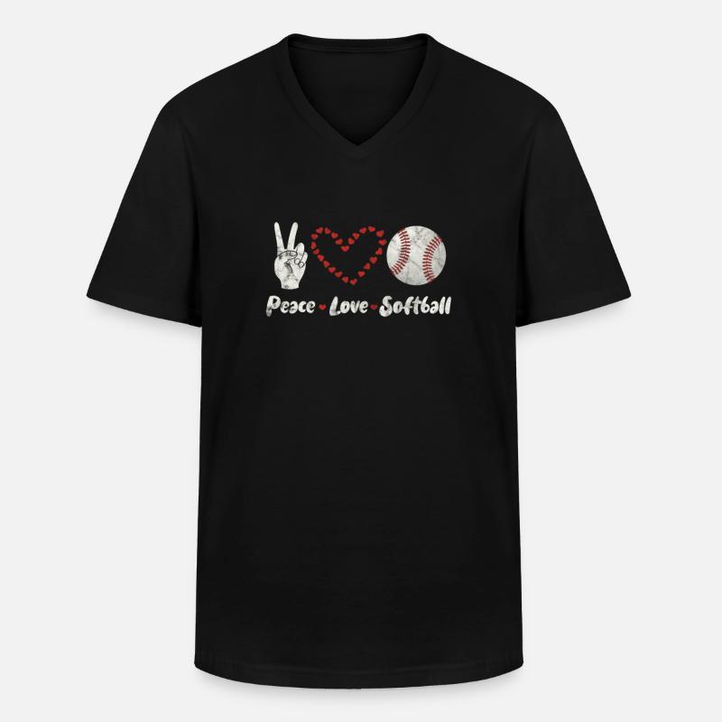 Softball - Männer-T-Shirt mit V-Ausschnitt - Schwarz