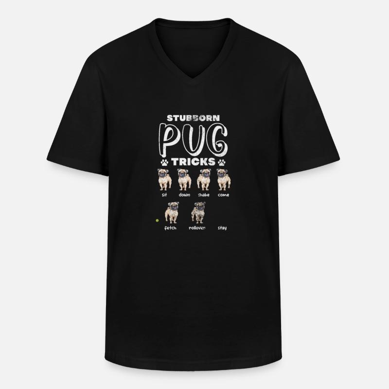 Mops - Männer-T-Shirt mit V-Ausschnitt - Schwarz