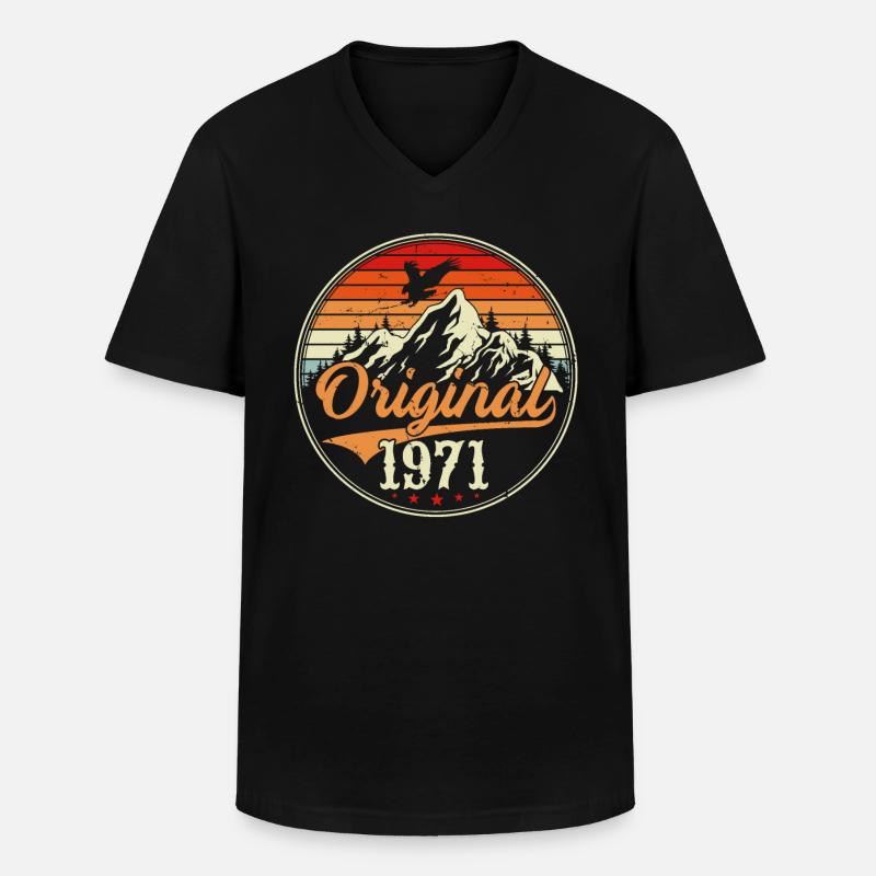 Original 1971 - Männer-T-Shirt mit V-Ausschnitt - Schwarz
