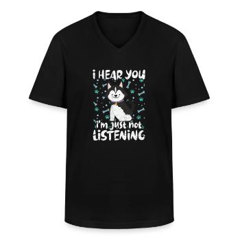 Husky - Männer-T-Shirt mit V-Ausschnitt - Schwarz - Vorne - AI Model Male 178 dark (178cm)