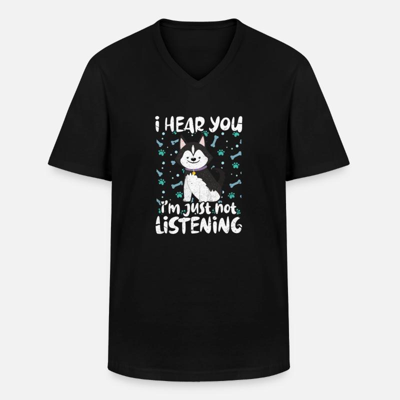 Husky - Männer-T-Shirt mit V-Ausschnitt - Schwarz