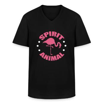 Flamant - T-shirt col V Homme - noir - Devant - AI Model Male 178 dark (178cm)