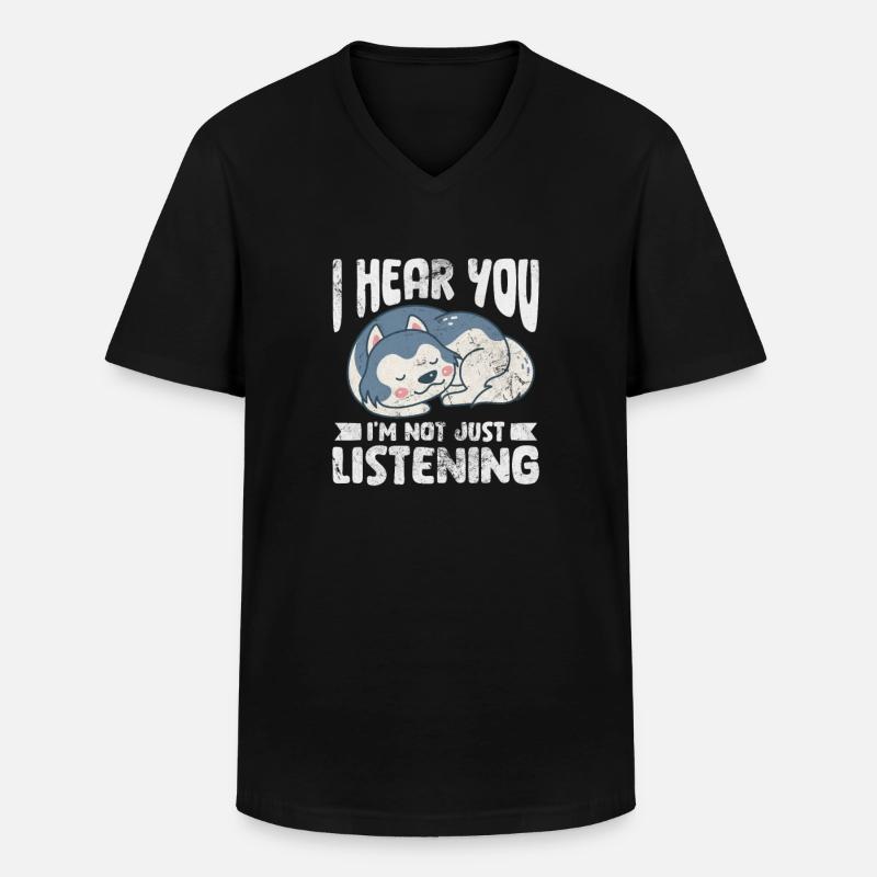 Husky - Männer-T-Shirt mit V-Ausschnitt - Schwarz