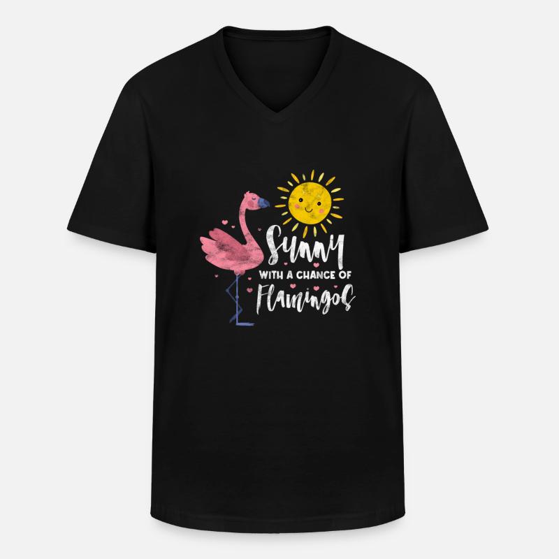 Flamingo - Männer-T-Shirt mit V-Ausschnitt - Schwarz
