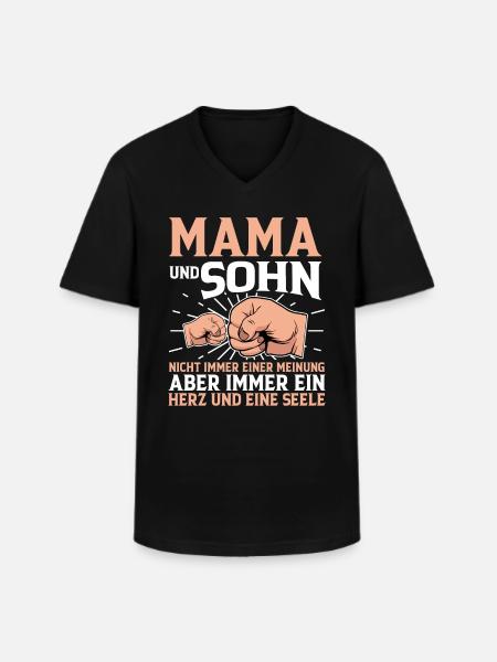 Mama Und Sohn - Männer-T-Shirt mit V-Ausschnitt - Schwarz