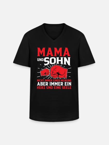 Mama Und Sohn - Männer-T-Shirt mit V-Ausschnitt - Schwarz