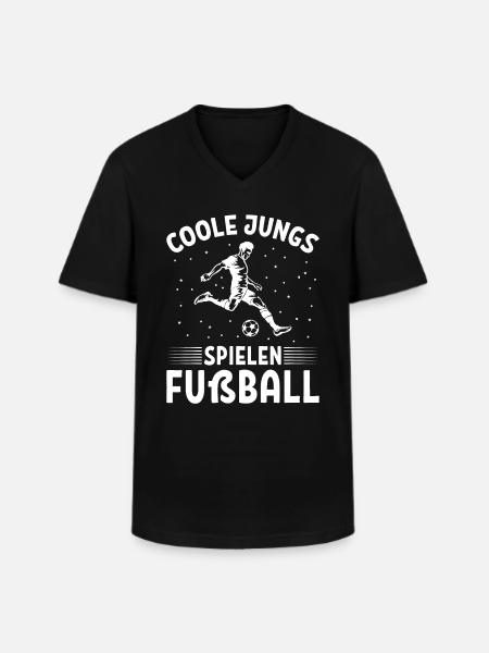 Coole Jungs Spielen Fußball - Männer-T-Shirt mit V-Ausschnitt - Schwarz