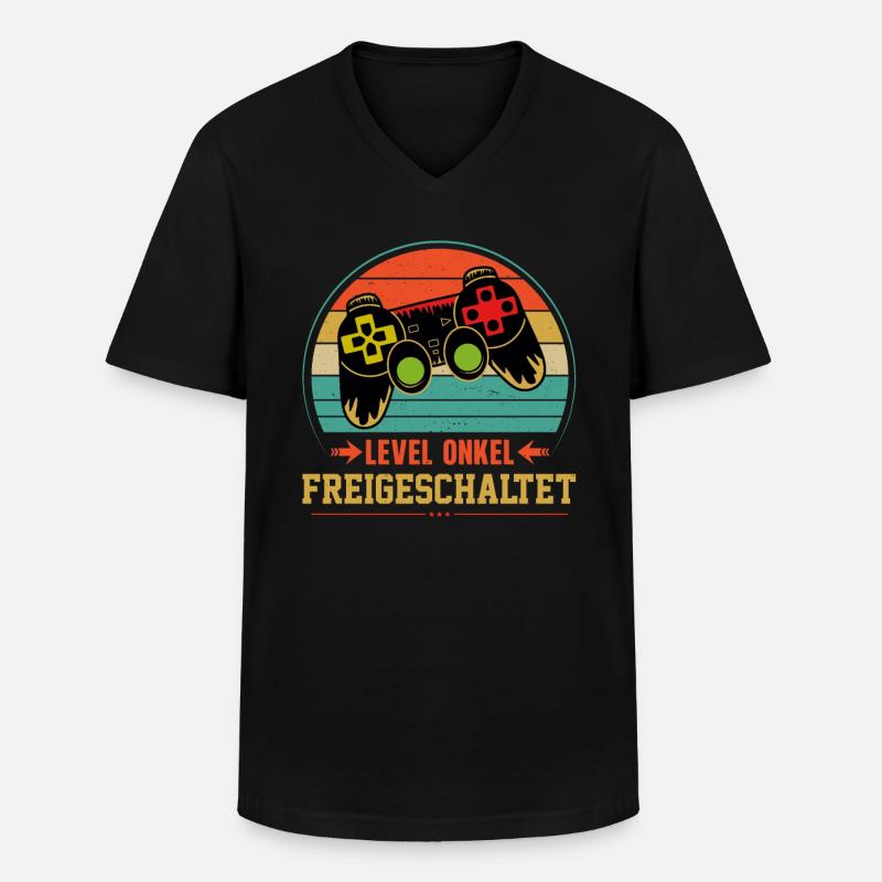 Level Onkel Freigeschaltet - Männer-T-Shirt mit V-Ausschnitt - Schwarz