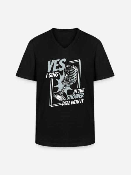 Vocal music singer singing - Men's V-Neck T-Shirt - black