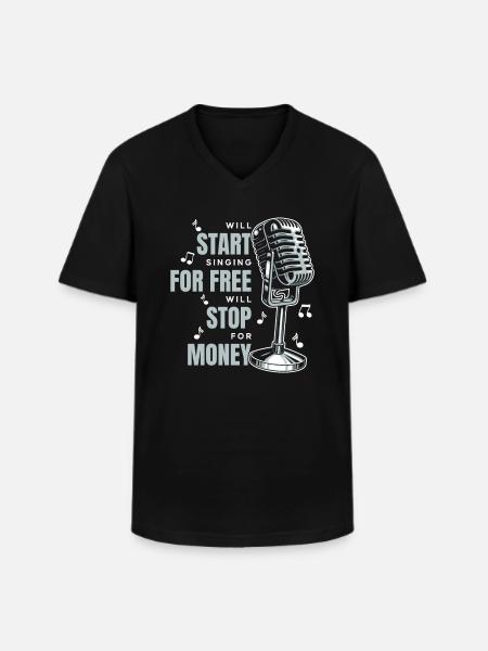 Vocal music singer singing - Men's V-Neck T-Shirt - black