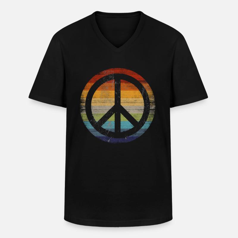 Friedenssymbol Retro - Männer-T-Shirt mit V-Ausschnitt - Schwarz