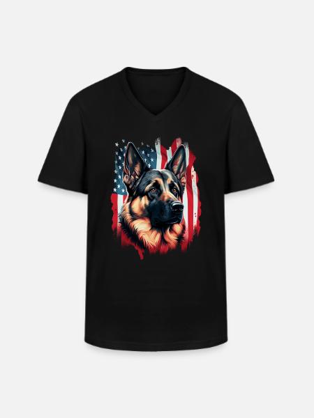 Berger Allemand Malinois - T-shirt col V Homme - noir