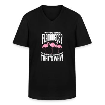 Flamant - T-shirt col V Homme - noir - Devant - AI Model Male 178 dark (178cm)