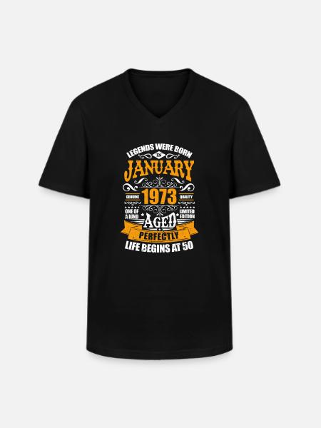 Januar 1973 - Männer-T-Shirt mit V-Ausschnitt - Schwarz