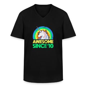 2010 - Men's V-Neck T-Shirt - black - Front - AI Model Male 178 dark (178cm)