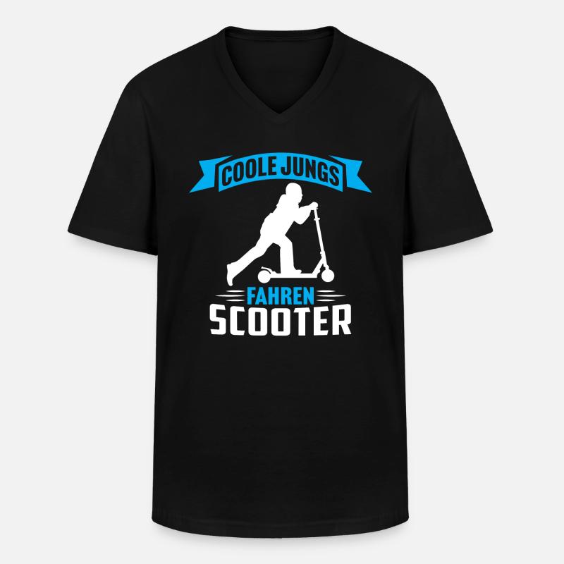 Coole jungs fahren scooter roller tretroller - Männer-T-Shirt mit V-Ausschnitt - Schwarz
