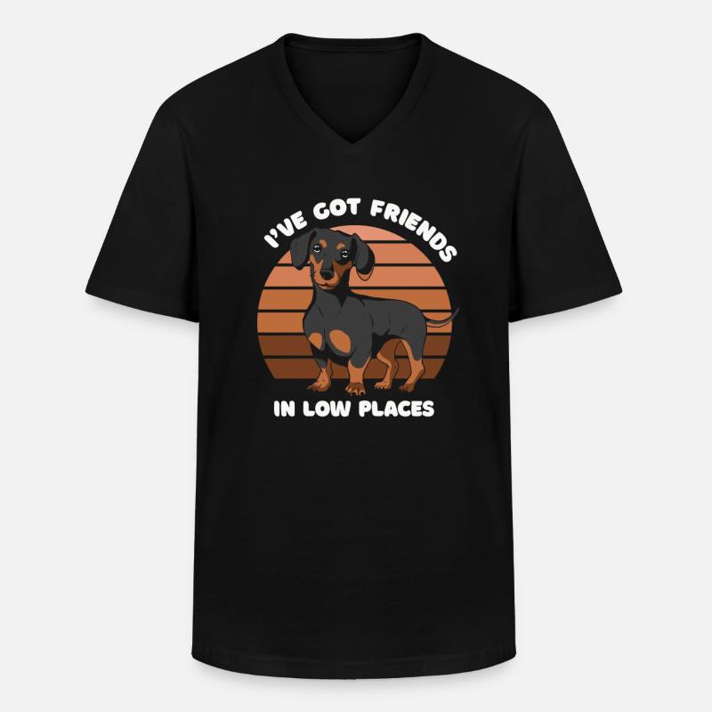 Dackel Hund - Männer-T-Shirt mit V-Ausschnitt - Schwarz