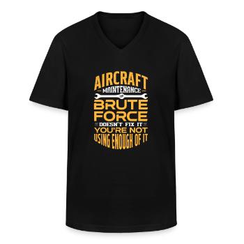 Aircraft mechanic - Men's V-Neck T-Shirt - black - Front - AI Model Male 178 dark (178cm)