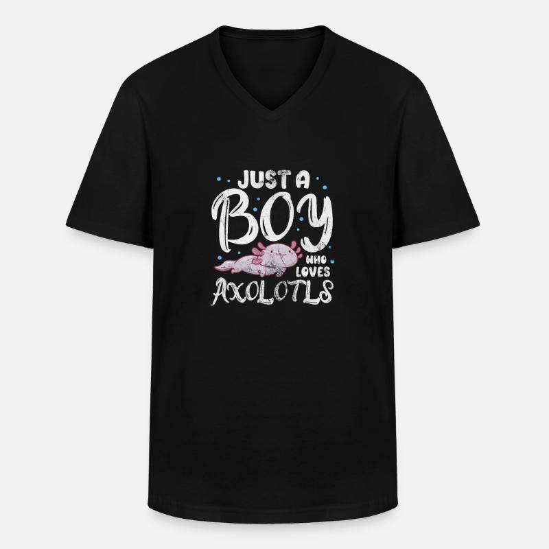 Axolotl Wassertier Wasser Geschenk - Männer-T-Shirt mit V-Ausschnitt - Schwarz
