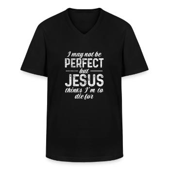 Bijbel - Klassiek mannen T-shirt met V-hals - zwart - Voor - AI Model Male 178 dark (178cm)