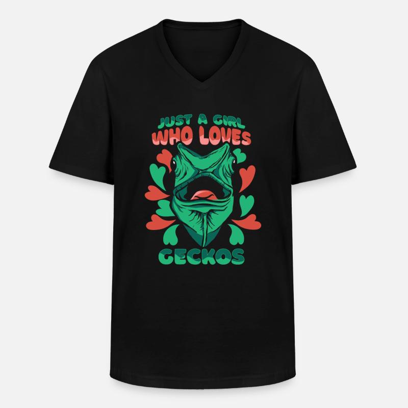 Gecko Geckos Echse - Männer-T-Shirt mit V-Ausschnitt - Schwarz