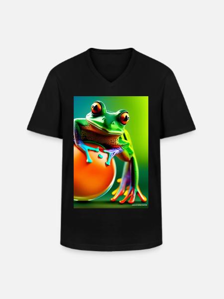 Bunter Frosch - Männer-T-Shirt mit V-Ausschnitt - Schwarz