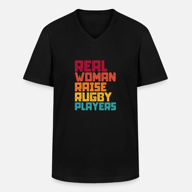 Rugby - Männer-T-Shirt mit V-Ausschnitt - Schwarz