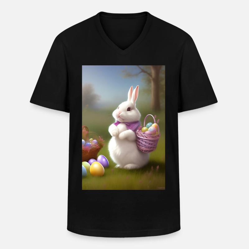 Osterhase mit Oster Eier - Männer-T-Shirt mit V-Ausschnitt - Schwarz
