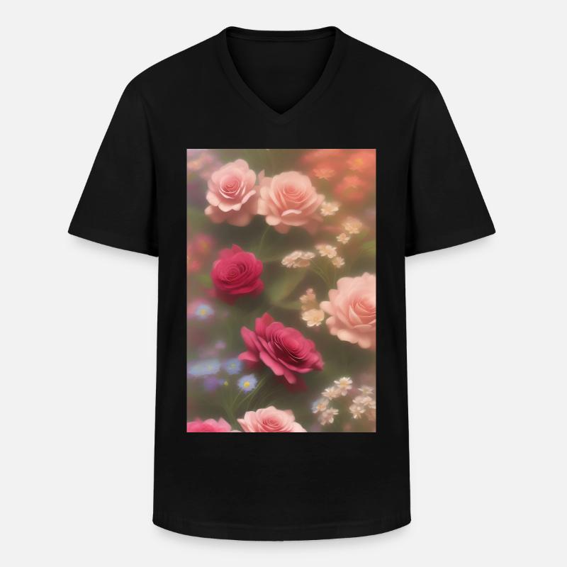 Blumen Kunst - Männer-T-Shirt mit V-Ausschnitt - Schwarz