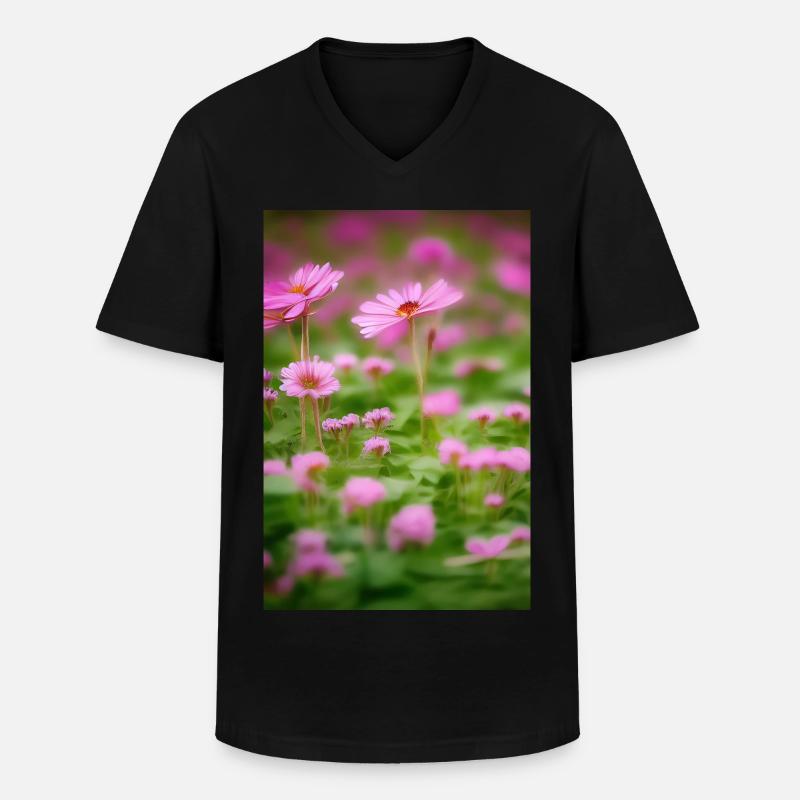 Blumen Kunst - Männer-T-Shirt mit V-Ausschnitt - Schwarz