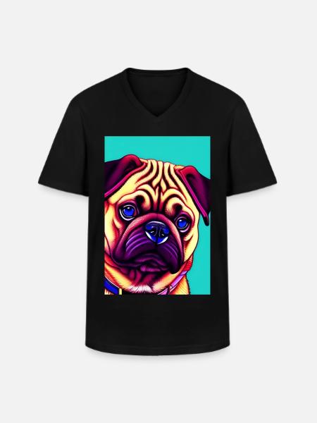 Pug Dog - Men's V-Neck T-Shirt - black