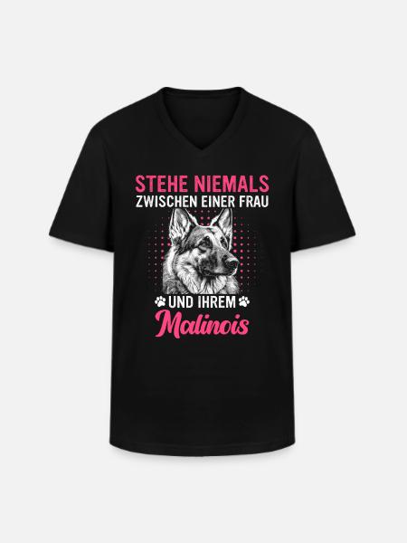 Malinois Belgischer Schäferhund Hund - Männer-T-Shirt mit V-Ausschnitt - Schwarz