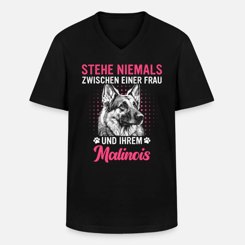 Malinois Belgischer Schäferhund Hund - Männer-T-Shirt mit V-Ausschnitt - Schwarz