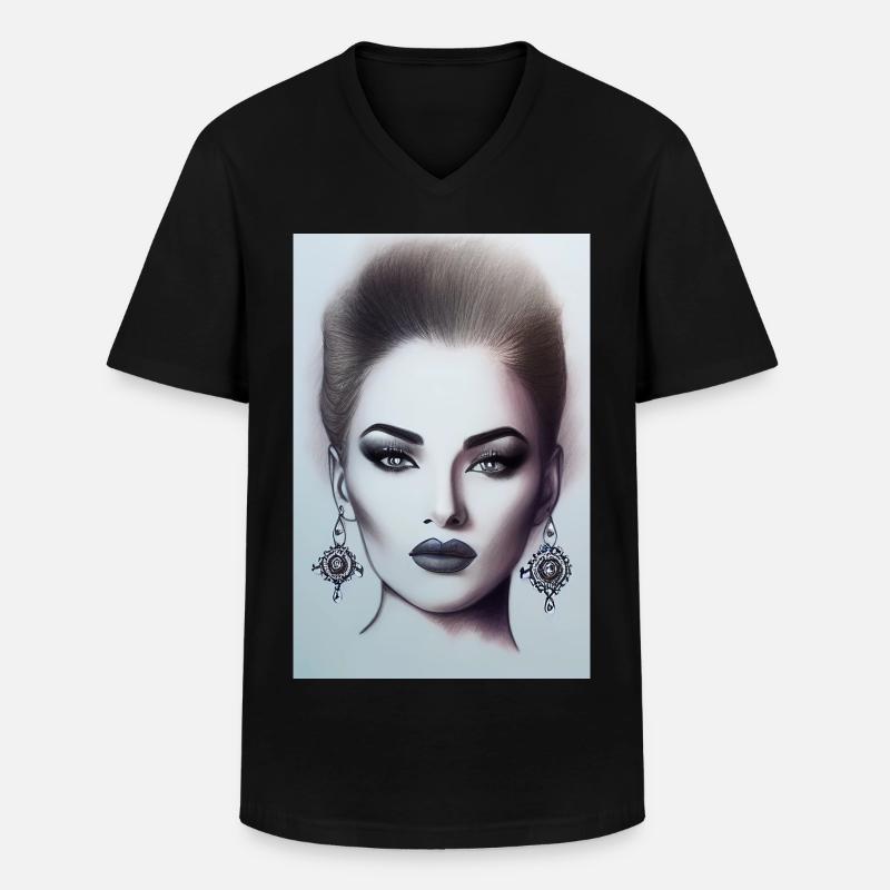 Frau mit Schmuck - Männer-T-Shirt mit V-Ausschnitt - Schwarz