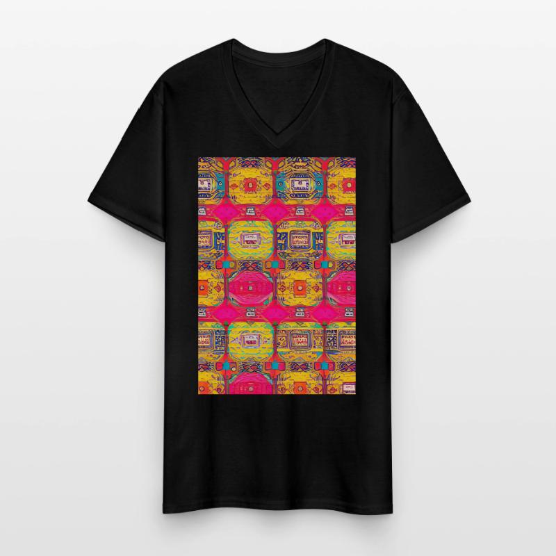 Retro Pattern Men's V-Neck T-Shirt