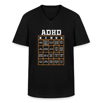 TDAH TDAH Cadeau de déficit de l’attention - T-shirt col V Homme - noir - Devant - AI Model Male 178 dark (178cm)