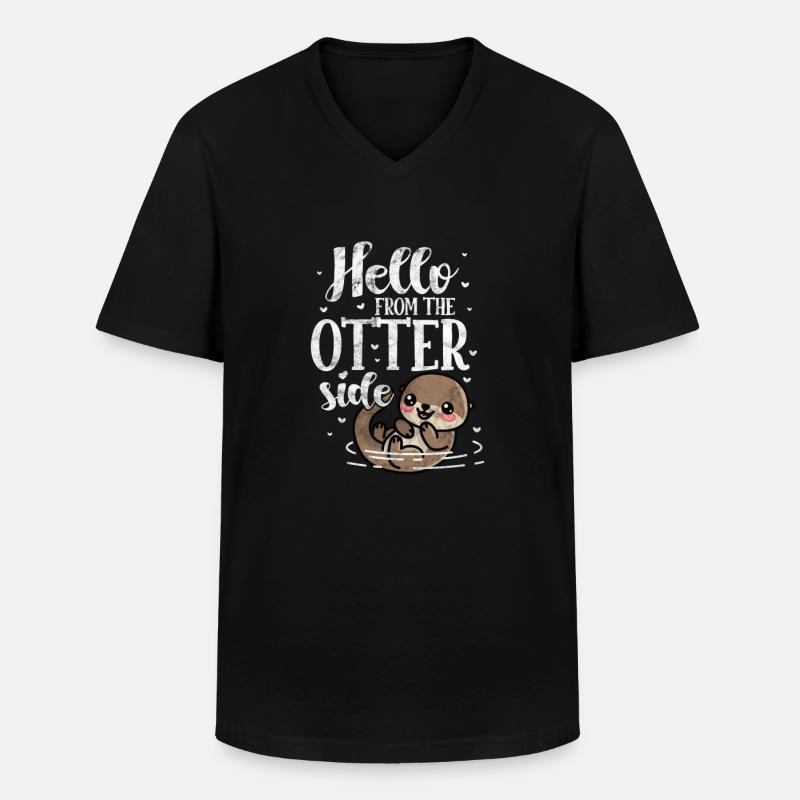 Otter - Männer-T-Shirt mit V-Ausschnitt - Schwarz