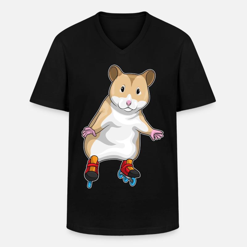 Hamster Inline skating Inline skates - Männer-T-Shirt mit V-Ausschnitt - Schwarz
