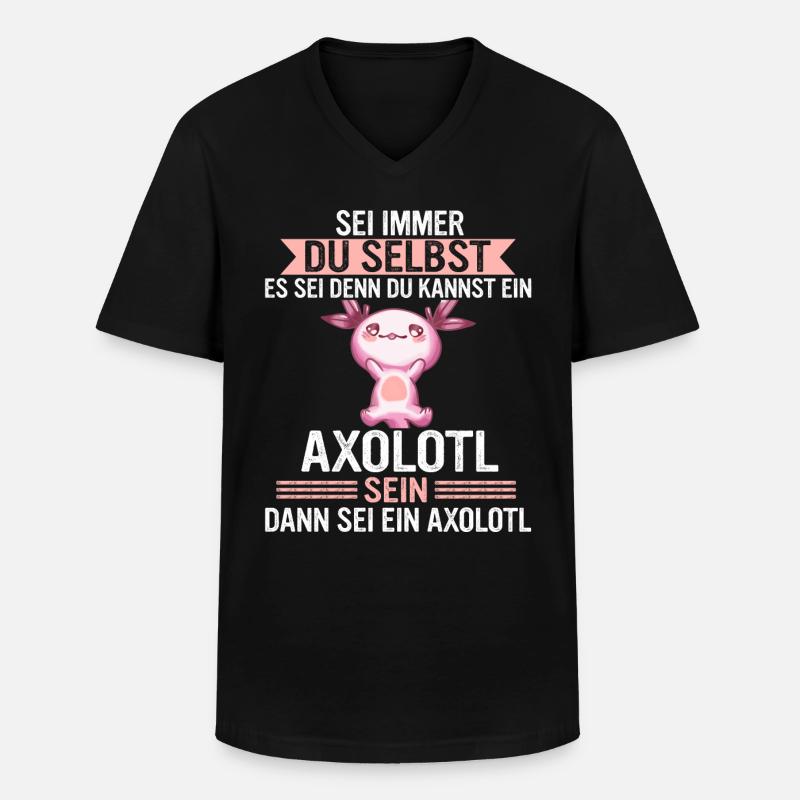 Axolotl Schwanzlurch Axolotls - Männer-T-Shirt mit V-Ausschnitt - Schwarz