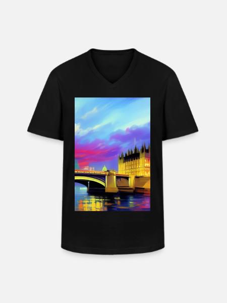 Ponts à Londres - T-shirt col V Homme - noir