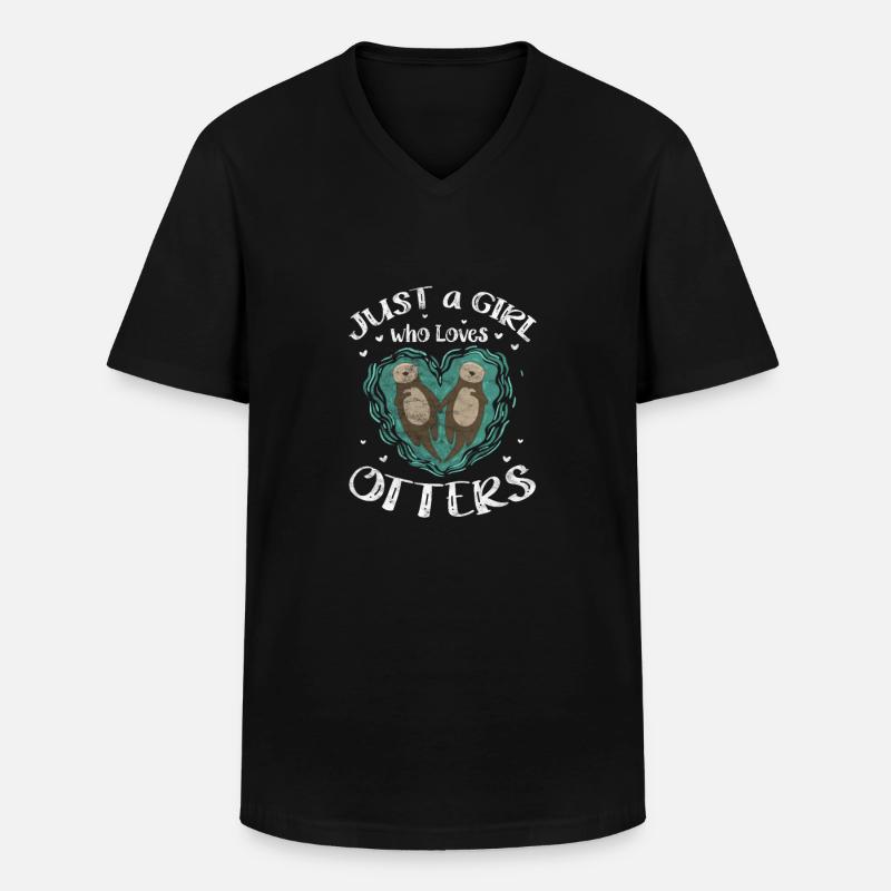 Otter - Männer-T-Shirt mit V-Ausschnitt - Schwarz