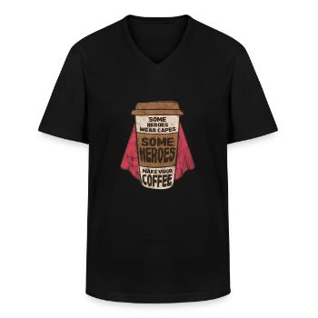 Kaffee - Männer-T-Shirt mit V-Ausschnitt - Schwarz - Vorne - AI Model Male 178 dark (178cm)