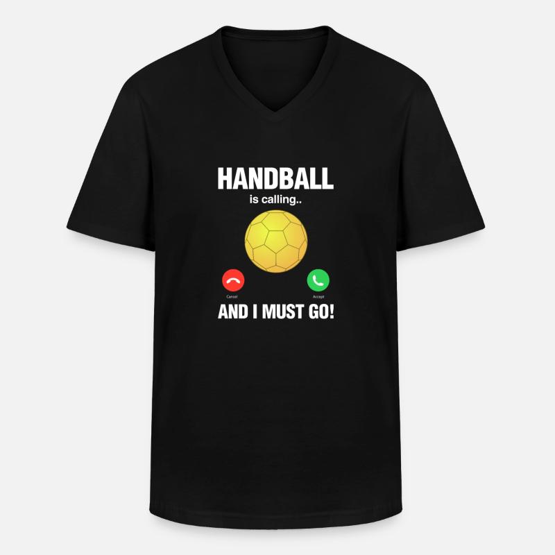 Handball - Männer-T-Shirt mit V-Ausschnitt - Schwarz